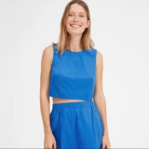 Everlane: Cotton Split-Back Crop Top Blue